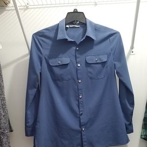 Blouse Blue Silver Buttons